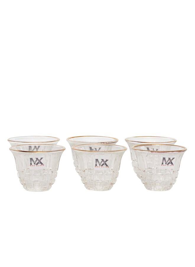 Gold line glass coffee cup set 6 pieces 