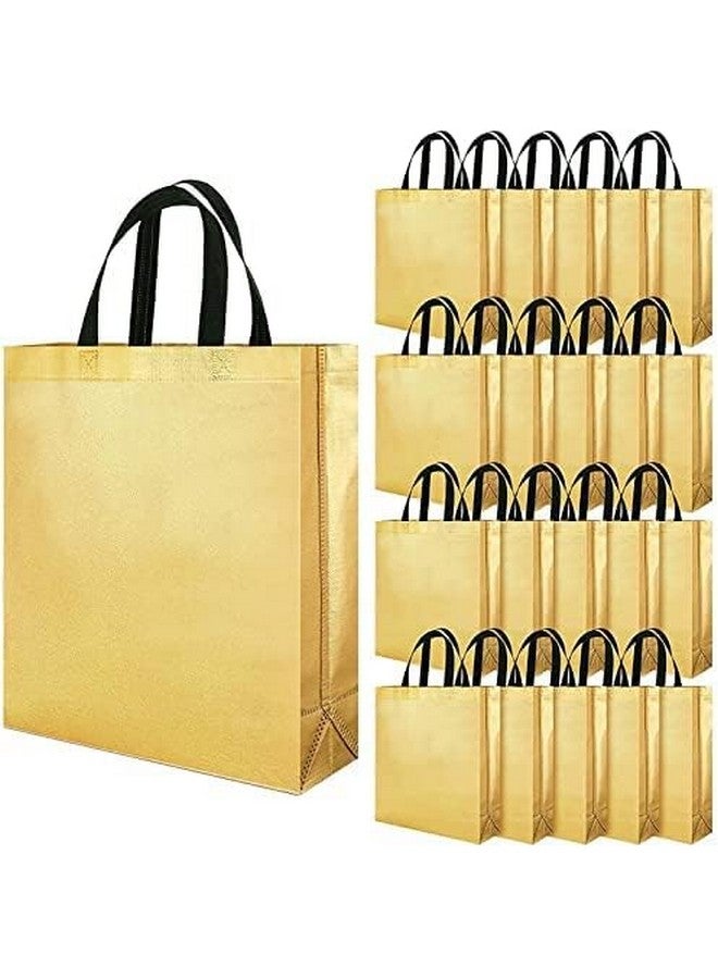 Evafly Gift Bag Medium Size Pack of 20 : L13 x W12 x D4 inch|Resuable Non-Woven Shiny Metallic Laminated|Haldi Return Gifts, Jute Bags for Return Gift,Return Gift For Birthday - Golden - Image 1