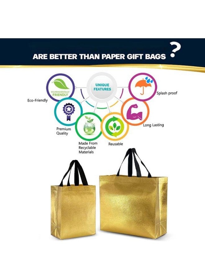 Evafly Gift Bag Medium Size Pack of 20 : L13 x W12 x D4 inch|Resuable Non-Woven Shiny Metallic Laminated|Haldi Return Gifts, Jute Bags for Return Gift,Return Gift For Birthday - Golden - Image 5