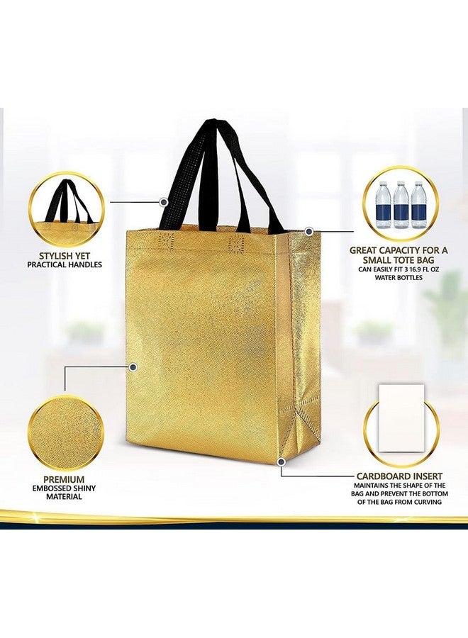 Evafly Gift Bag Medium Size Pack of 20 : L13 x W12 x D4 inch|Resuable Non-Woven Shiny Metallic Laminated|Haldi Return Gifts, Jute Bags for Return Gift,Return Gift For Birthday - Golden - Image 3