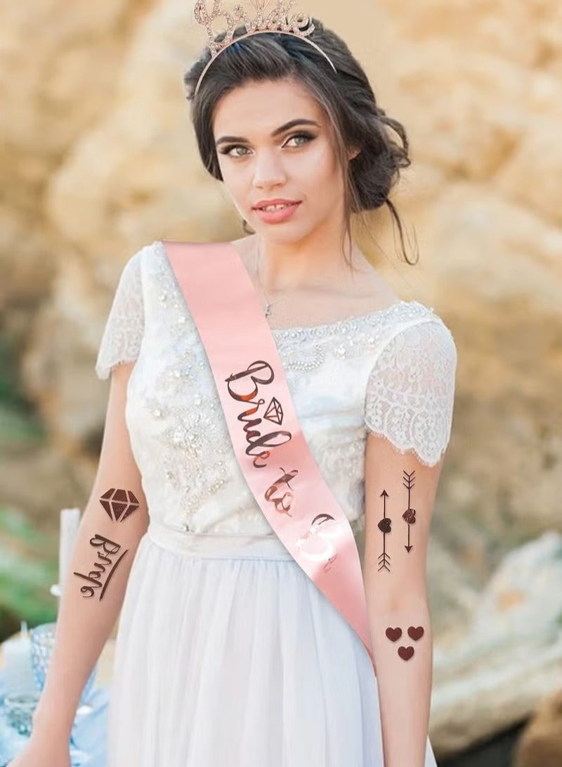 Bride to Be Decoration Set, Bride Sash, Headband Tiara, Bride Veil with Comb, Rhinestone Tiara, Bridal Badge, Pre-Strung Banner, Bride to Be Gifts Decorations Wedding - Image 3