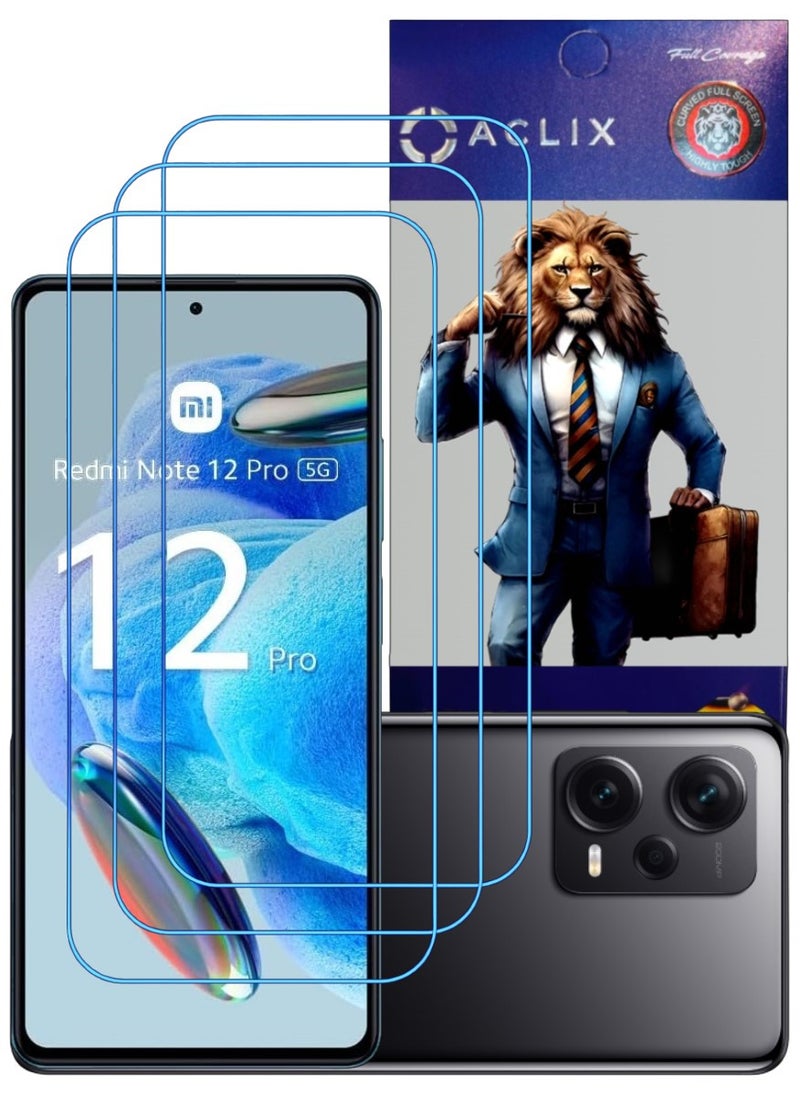 ACLIX 3 Pieces Antistatic ESD Dustproof Premium Quality High Definition Clear Tempered Glass Screen Protector Designed For Xiaomi Redmi Note 12  Pro - Image 1