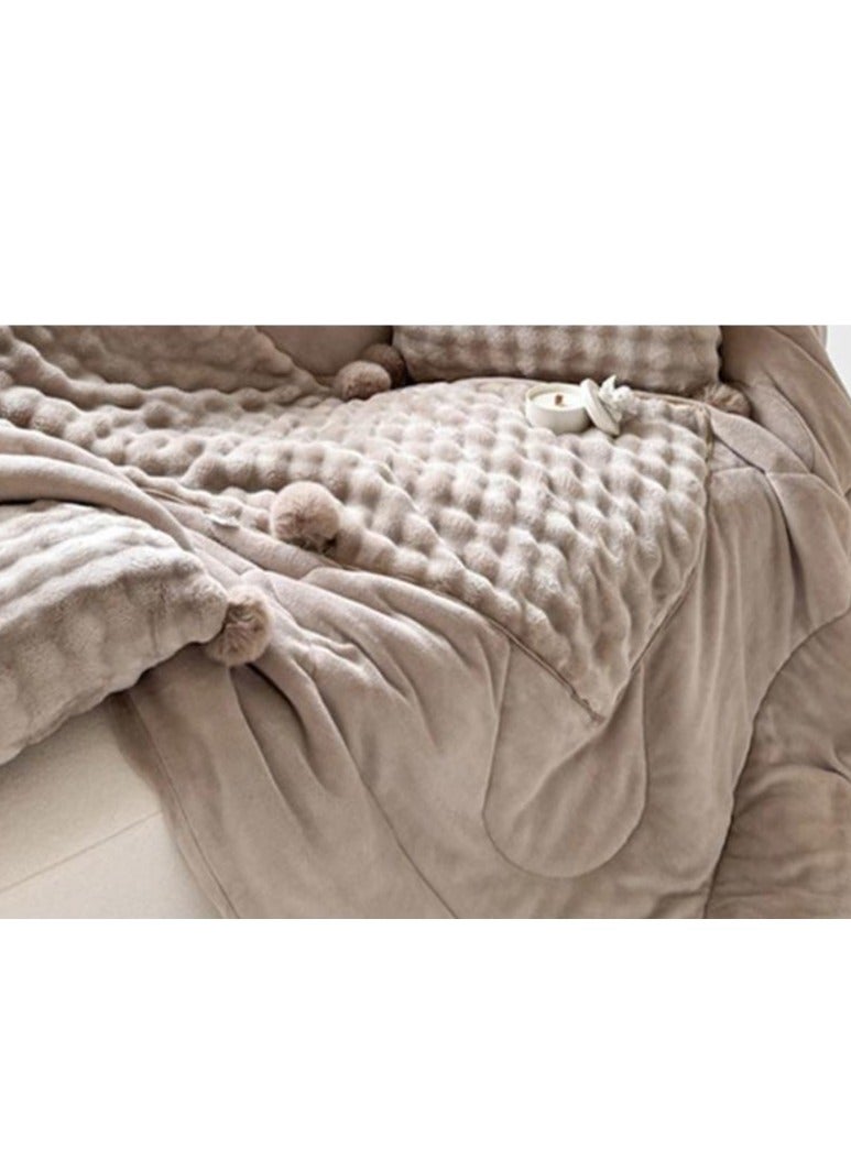 Wool Ball Style Pillow And Blanket Can Be Used For Both Car And Sofa Cushions, Suitable For Travel, Airplanes, Trains, Beds, Offices, And Rest  - Image 2