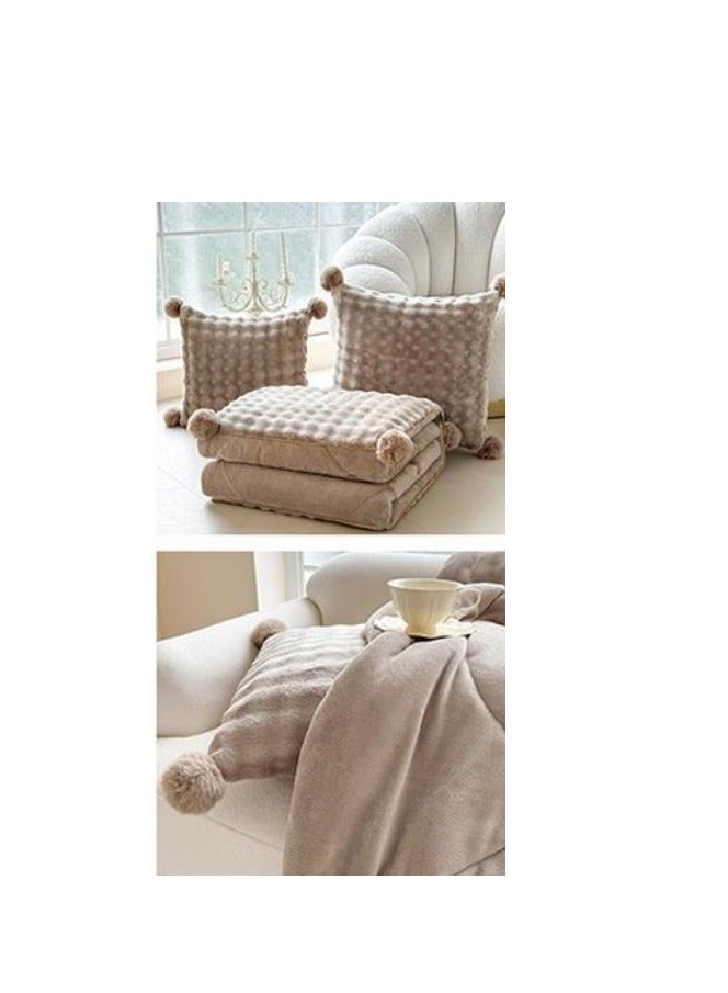 Wool Ball Style Pillow And Blanket Can Be Used For Both Car And Sofa Cushions, Suitable For Travel, Airplanes, Trains, Beds, Offices, And Rest  - Image 4