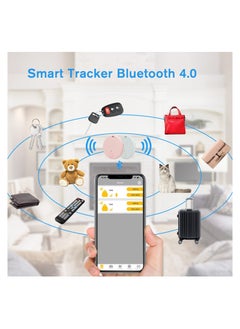 Y&D 2 Pack Bluetooth Key Finder Locator, Mini Anti Lost Item Tag Tracker Alarm For Pet, Key, Wallet, Luggage, Compatible With Ios And Android, Incl Silicone Protective Cases (White and Pink)  - Image 2