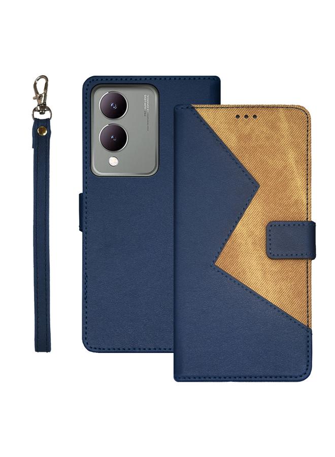 Case For vivo Y17S Two-color Splicing Leather Phone Case