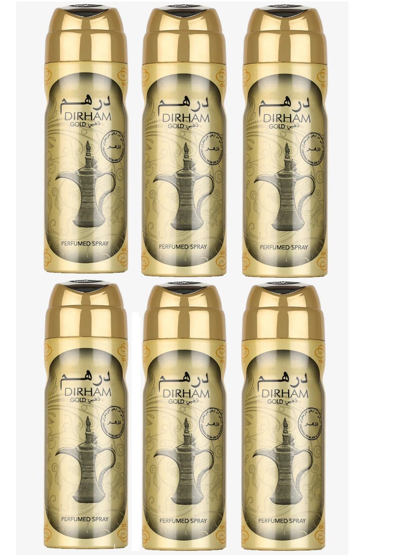 Dirham Dirham Body Perfumed Spray Gold 200ml (Pack of 6)  - Image 1