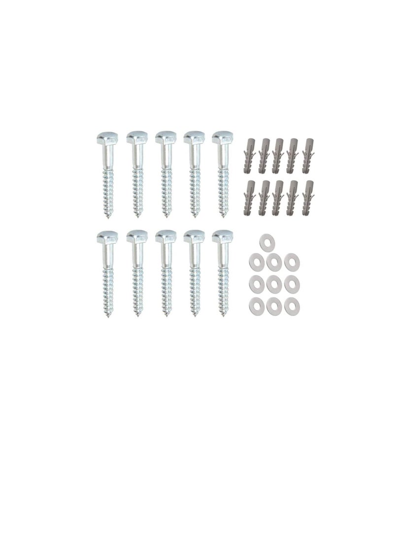 10 Pcs Galvanized (G.I) Hex Head Coach Screws with Washer & Fisher Plug Wood Working for Holding Together Heavy Timber, and Concrete Working. (8mm, Length 4 Inch) - Image 2