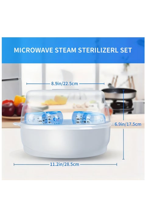 Microwave Steam Sterilizer Sterilizing 6 Bottles in 2 mins Bottle Sterilizer for Babies with a Clamp White