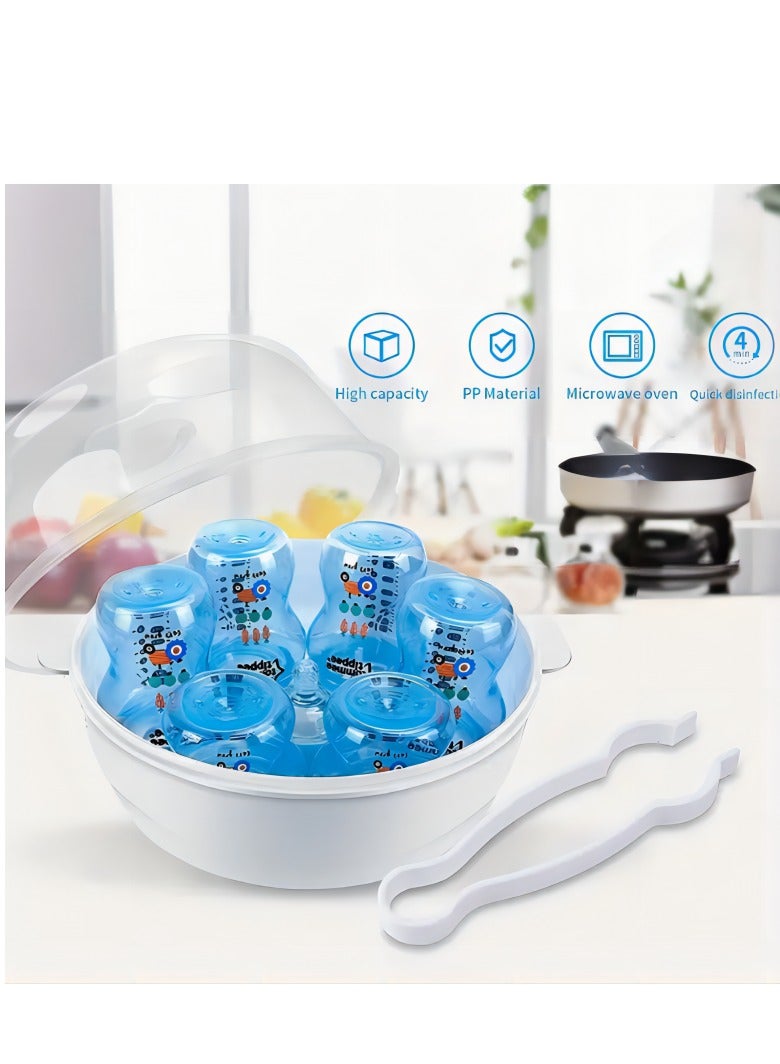Microwave Steam Sterilizer Sterilizing 6 Bottles in 2 mins Bottle Sterilizer for Babies with a Clamp White