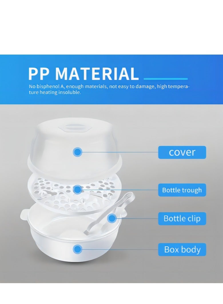 Microwave Steam Sterilizer Sterilizing 6 Bottles in 2 mins Bottle Sterilizer for Babies with a Clamp White