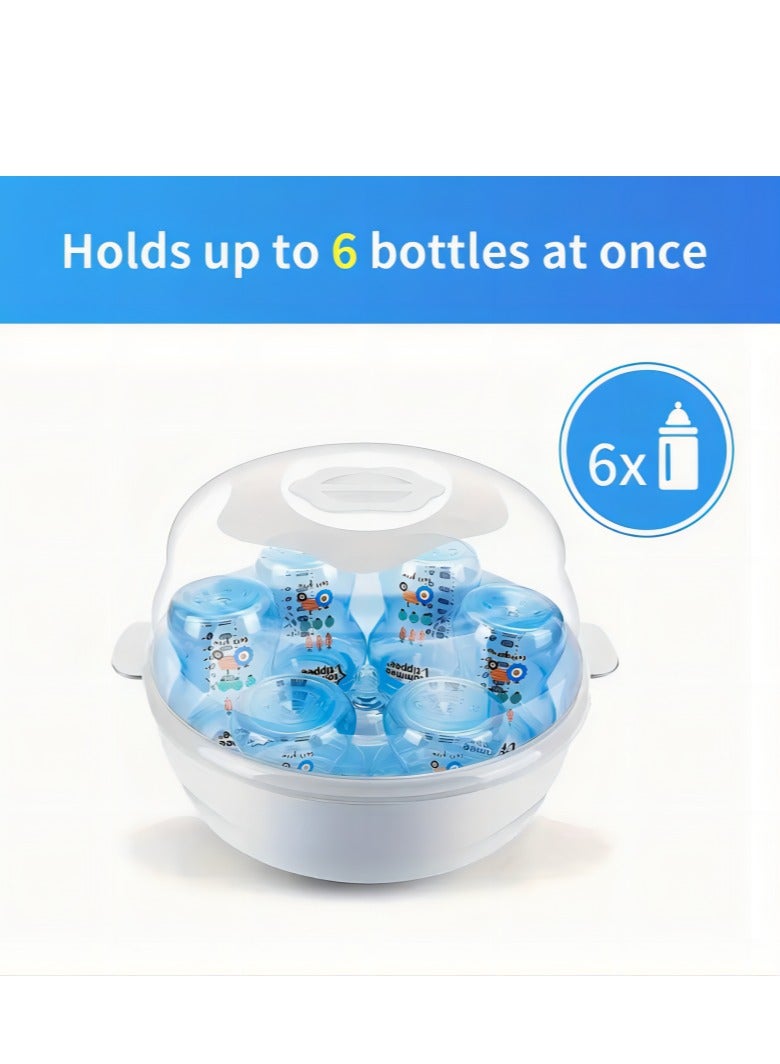 Microwave Steam Sterilizer Sterilizing 6 Bottles in 2 mins Bottle Sterilizer for Babies with a Clamp White