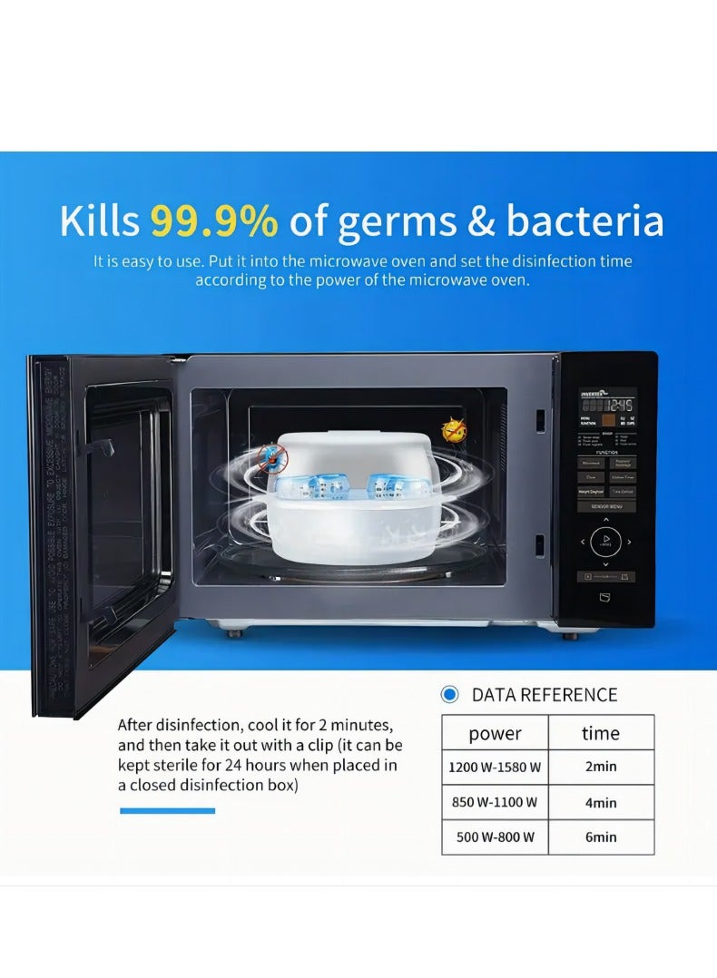Microwave Steam Sterilizer Sterilizing 6 Bottles in 2 mins Bottle Sterilizer for Babies with a Clamp White