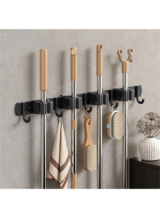 Arabest Broom Holder Stainless Steel Mop Holder No Drilling Cleaning Supplies Organizer Versatile Mop Hook Wall Mounted Bathroom Broom Storage Clip Laundry Room Organization Home Improvement - Image 1