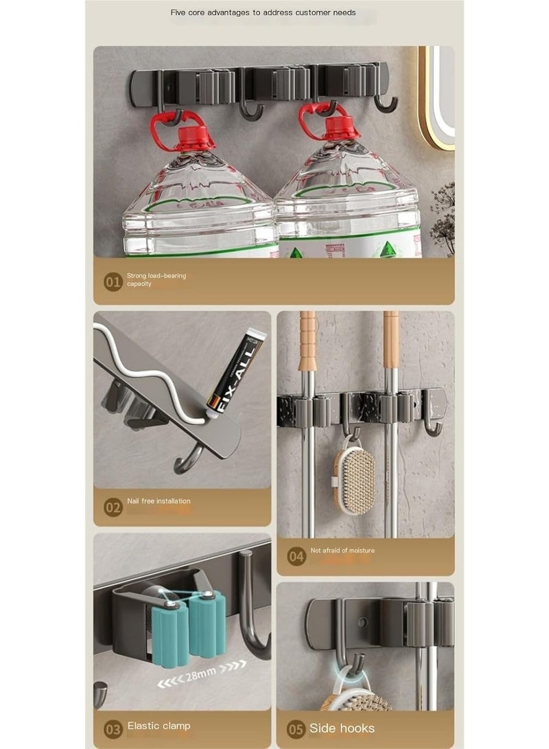 Arabest Broom Holder Stainless Steel Mop Holder No Drilling Cleaning Supplies Organizer Versatile Mop Hook Wall Mounted Bathroom Broom Storage Clip Laundry Room Organization Home Improvement - Image 5