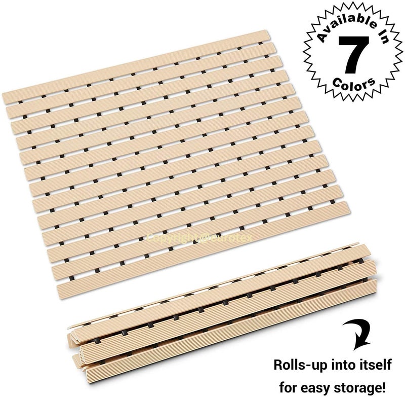 Eurotex Non-Slip Plastic Shower Bath Mat with Multiple Use Non Suction Cup Mat for Healing, Massaging & Exfoliation Great for Walk in Showers Kitchens Laundry Room Indoor Outdoor, Beige, Set of 1 - Image 3