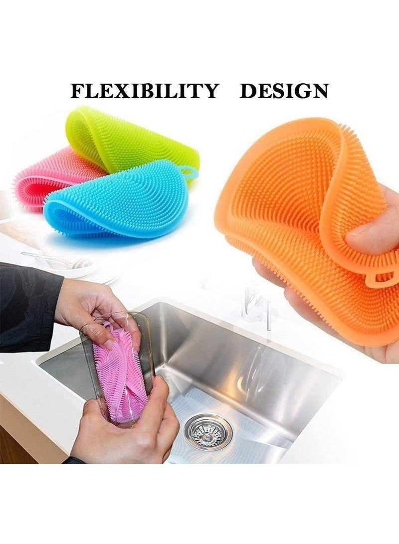 Silicone Washing Sponge Antibacterial Silicone Dish Scrubber Fruit and Vegetable Washing Brush Round Scrubber Pad Multipurpose - 4 Piece - Image 3
