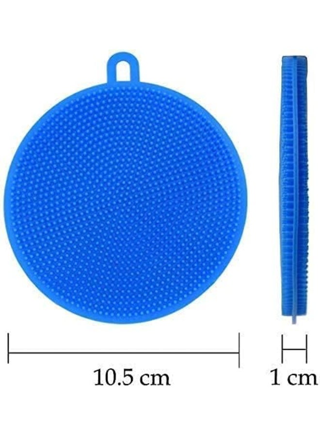 Silicone Washing Sponge Antibacterial Silicone Dish Scrubber Fruit and Vegetable Washing Brush Round Scrubber Pad Multipurpose - 4 Piece - Image 2