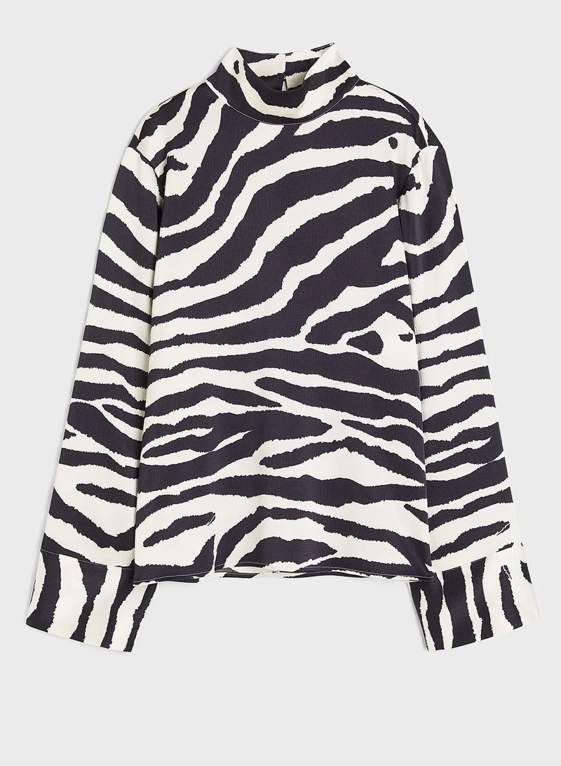 H&M High Neck Printed Top