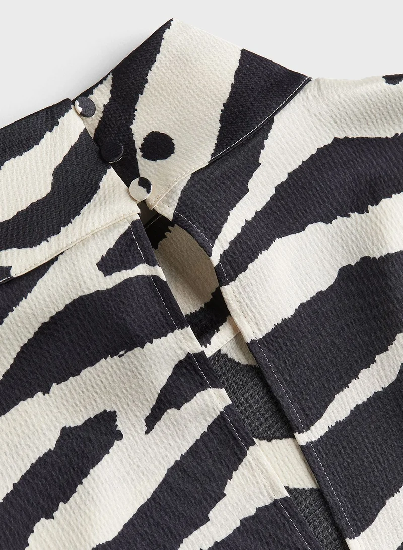 H&M High Neck Printed Top