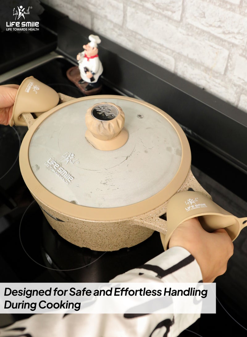 Life Smile Granite Non-Stick Cookware Set,6Pcs Casserole Pots with Lids, Induction Bottom, Multi-Layer Coating - Image 5