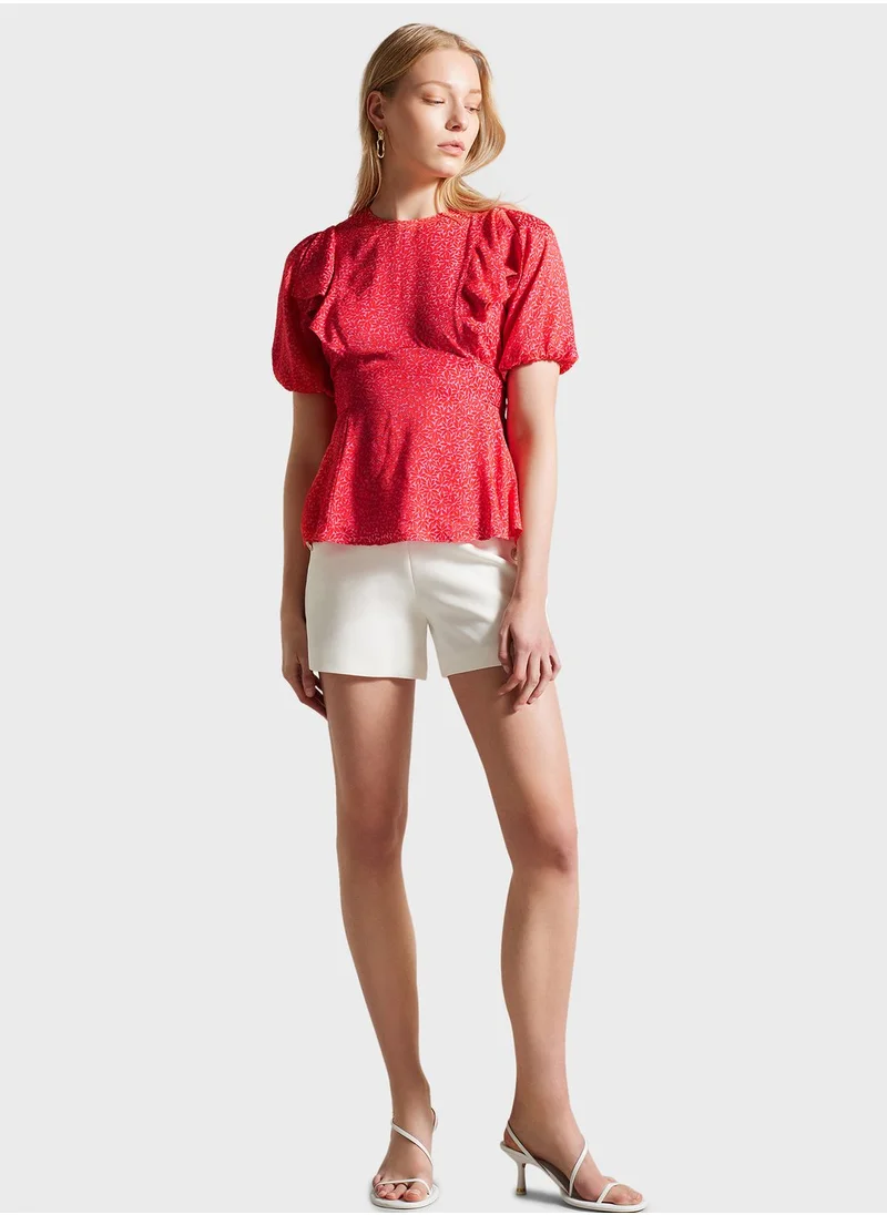 Ted Baker Puff Sleeve Ruffle Detail Top