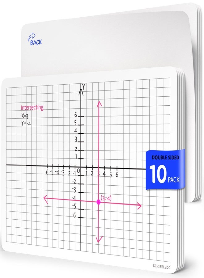 SCRIBBLEDO XY Graph Dry Erase Sheets 9”x12” Math Practice Small White Board Dry Erase Sheets Math Manipulatives Grid Whiteboard Sheets Math Supplies Homeschool Teacher Students Classroom Pack of 10 - Image 1