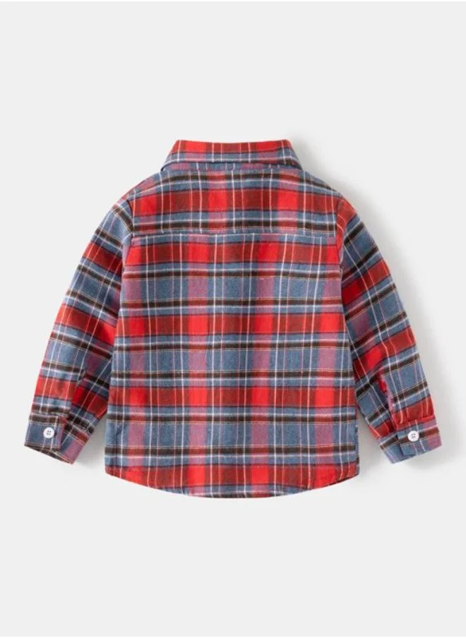 YUNIQEE Red Collared Long Sleeve Checkered Shirt