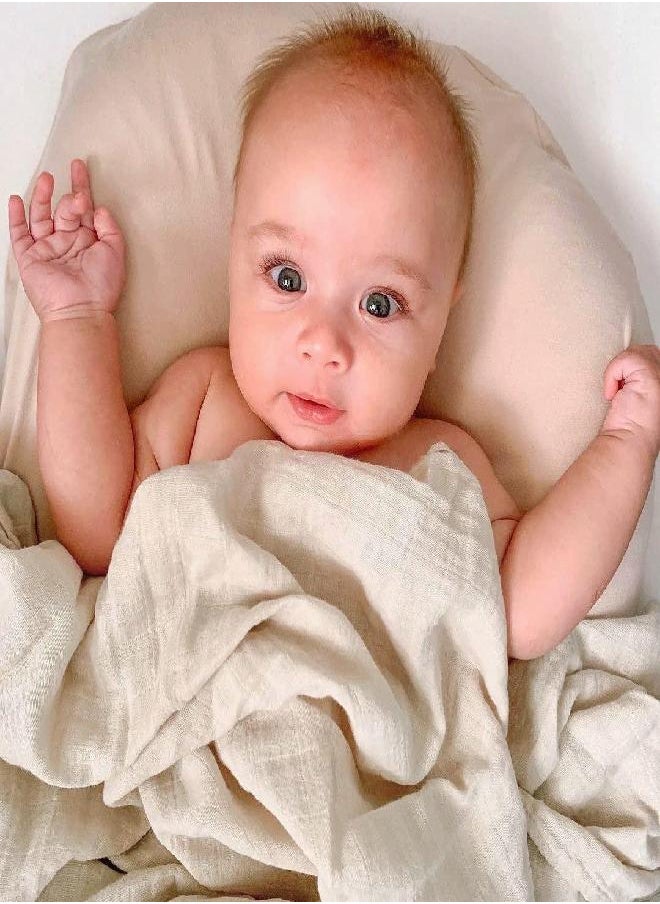 LifeTree LifeTree Muslin Baby Swaddle Blankets, Baby Swaddling Neutral Receiving Blanket for Boys & Girls, 70% Bamboo & 30% Cotton, Large 47 x 47 inches Rainbow & Fog Ivory 