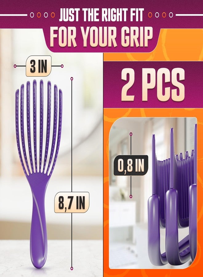 DIMROM 2 Pcs Detangling Curl Brush for Curly Hair Pink & Violet Set - Ergonomic Shell Shape Design and Scalp-Fitting Detangling Brush for Curly Hair and Locks - Easy Tangle Removal Curl Detangler Brushes - Image 2