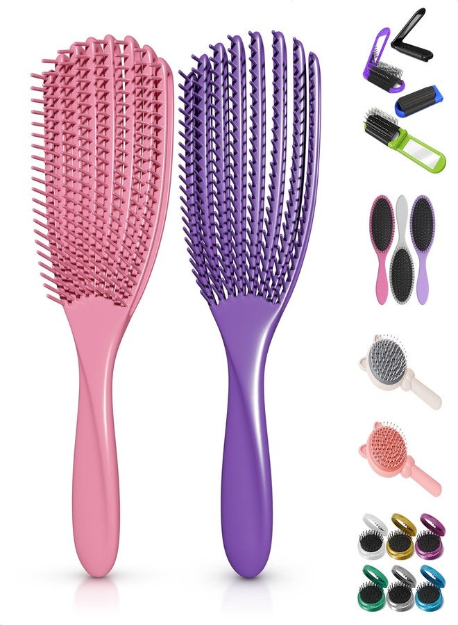 DIMROM 2 Pcs Detangling Curl Brush for Curly Hair Pink & Violet Set - Ergonomic Shell Shape Design and Scalp-Fitting Detangling Brush for Curly Hair and Locks - Easy Tangle Removal Curl Detangler Brushes - Image 1