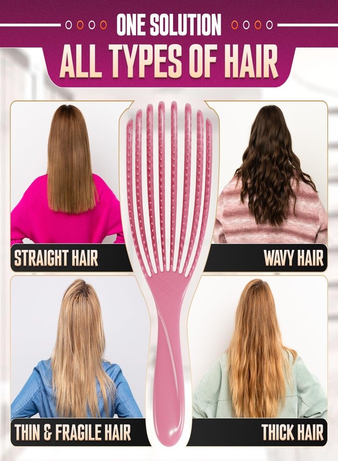 DIMROM 2 Pcs Detangling Curl Brush for Curly Hair Pink & Violet Set - Ergonomic Shell Shape Design and Scalp-Fitting Detangling Brush for Curly Hair and Locks - Easy Tangle Removal Curl Detangler Brushes - Image 5