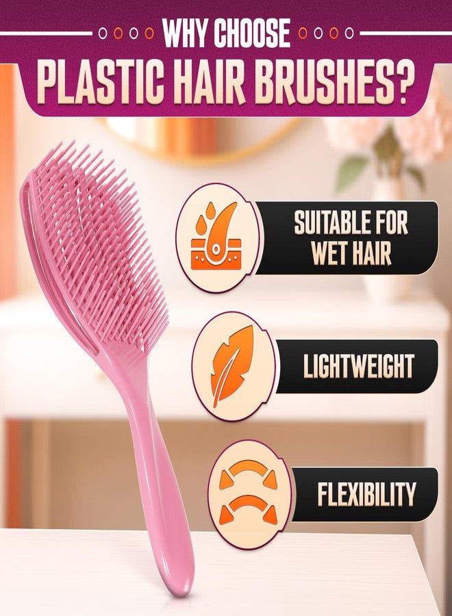 DIMROM 2 Pcs Detangling Curl Brush for Curly Hair Pink & Violet Set - Ergonomic Shell Shape Design and Scalp-Fitting Detangling Brush for Curly Hair and Locks - Easy Tangle Removal Curl Detangler Brushes - Image 3