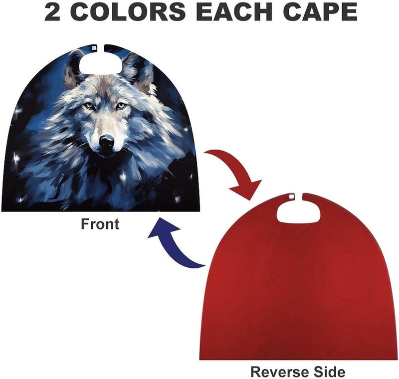 Wolf Head on Blue Background Capes Halloween Capes Superhero Cloak Vampire Cape Funny Prank Cape Cosplay Masquerade Cloak Unisex - Image 3