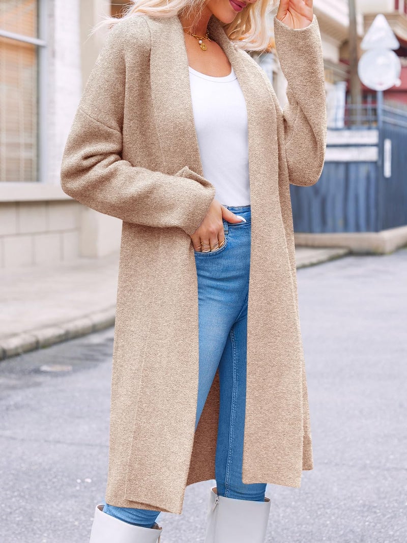 Saodimallsu Womens Open Front Chunky Cardigan Long Oversized Loose Knit Coatigan Sweater Jacket 2024 Fall Coats Camel - Image 5
