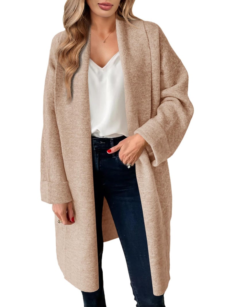 Saodimallsu Womens Open Front Chunky Cardigan Long Oversized Loose Knit Coatigan Sweater Jacket 2024 Fall Coats Camel - Image 1