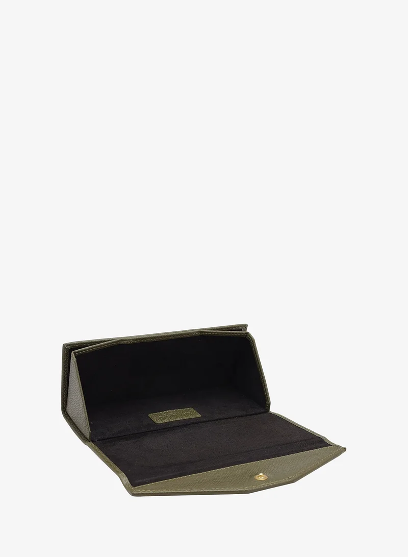 Da Milano Croco Leather Spectacle Case - Military Green