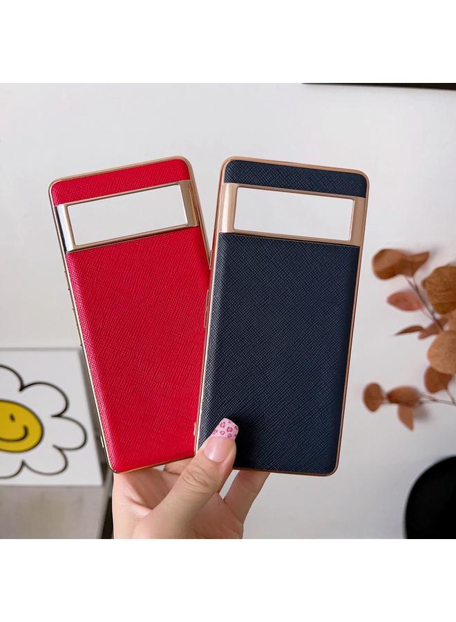 اس-توب جراب لهاتف Google Pixel 6 مصنوع من الجلد الأصلي بتصميم متقاطع مطلي بالكهرباء النانوية - Image 4