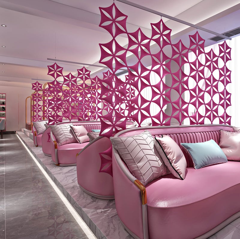OSHIYINN Felt Fiber Surface 14"x12" High Density Polyester Fiber Board 3D Flower Venus Hanging Room Divider Panel Cut Room Partition Home Decoratio(12 Pcs) (Pink) - Image 1