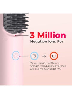 TYMO TYMO Porta PRO Cordless Hair Straightener Brush, Dual Power Mode, Pink  - Image 2