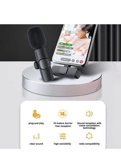 Generic 2 in 1 K8 Wireless Microphone, Digital Mini Portable Recording Clip Mic with Receiver for All Type-C Lightning Mobile Phones Camera Laptop for Blogging YouTube Online Class, Zoom Call  - Image 3