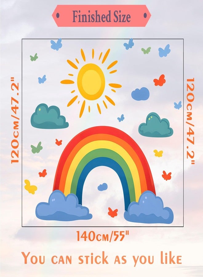 Eutecado Rainbow Wall Decals Watercolor Sun Cloud Wall Stickers for Kids Room, Cute Cloudy Rainbow Wall Decor Butterfly Sun Decorations Peel and Stick Removable Decals for Girls Room Nursery - Image 4