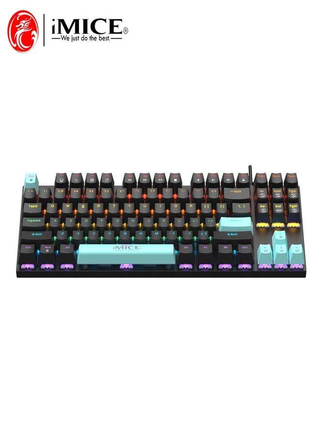 iMice RGB Mechanical Gaming Keyboard – 87-Key Compact Design with 6-Color LED Backlight, 28 Custom Lighting Modes & 12 Multimedia Hotkeys for Ultimate Performance - Image 1