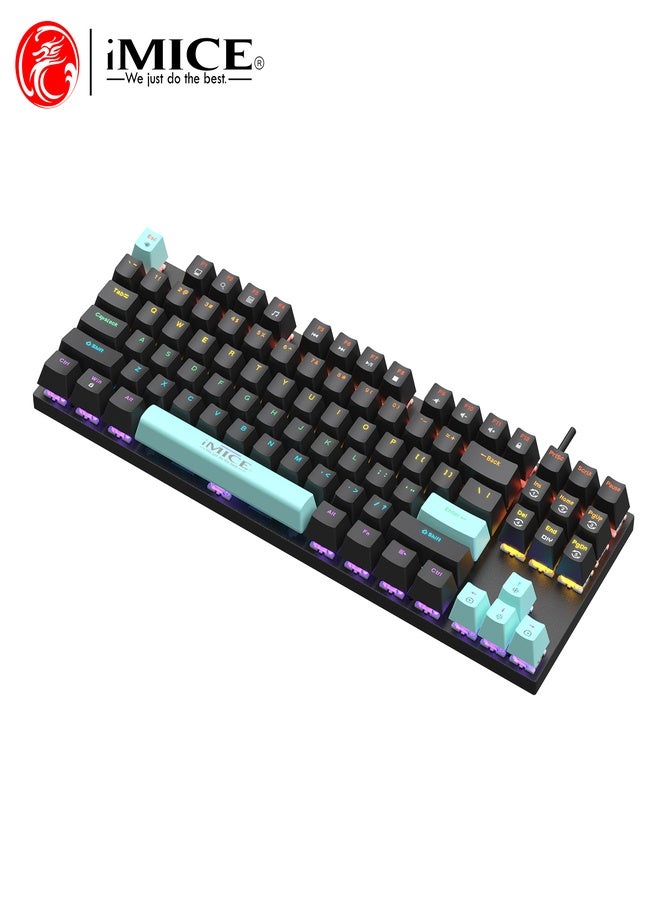 iMice RGB Mechanical Gaming Keyboard – 87-Key Compact Design with 6-Color LED Backlight, 28 Custom Lighting Modes & 12 Multimedia Hotkeys for Ultimate Performance - Image 4