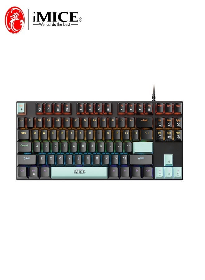 iMice RGB Mechanical Gaming Keyboard – 87-Key Compact Design with 6-Color LED Backlight, 28 Custom Lighting Modes & 12 Multimedia Hotkeys for Ultimate Performance - Image 5