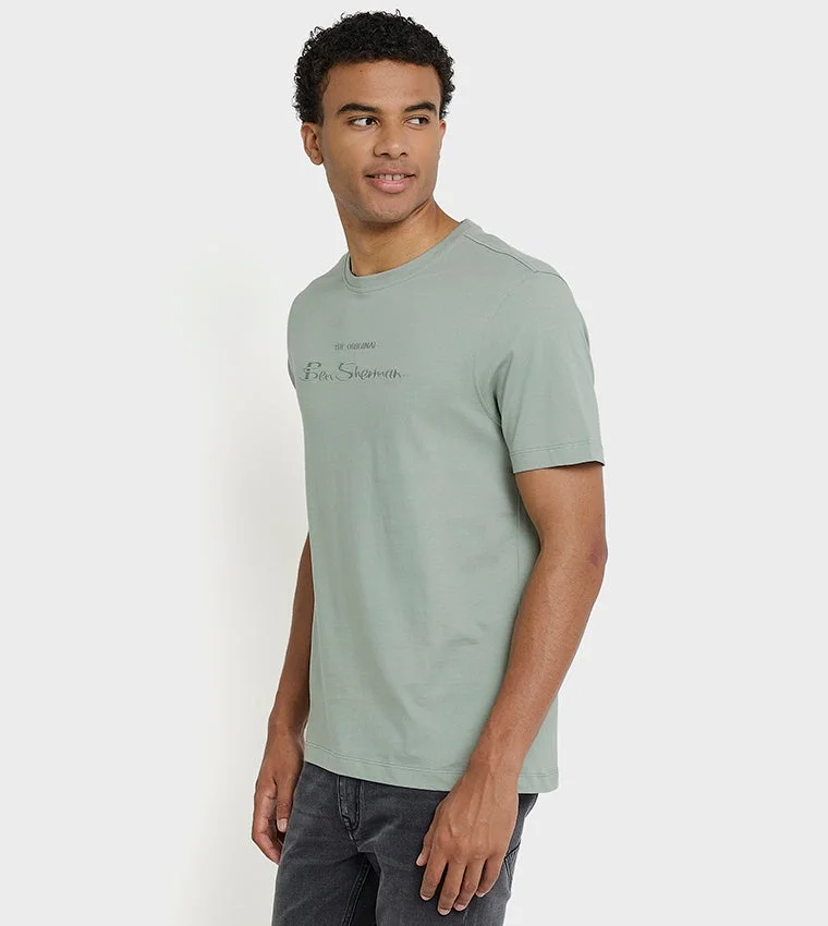 بين شيرمان Ben Sherman Men's Crew Neck Short Sleeve Embroidered T-Shirt