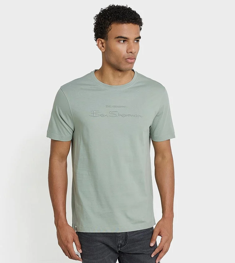 بين شيرمان Ben Sherman Men's Crew Neck Short Sleeve Embroidered T-Shirt