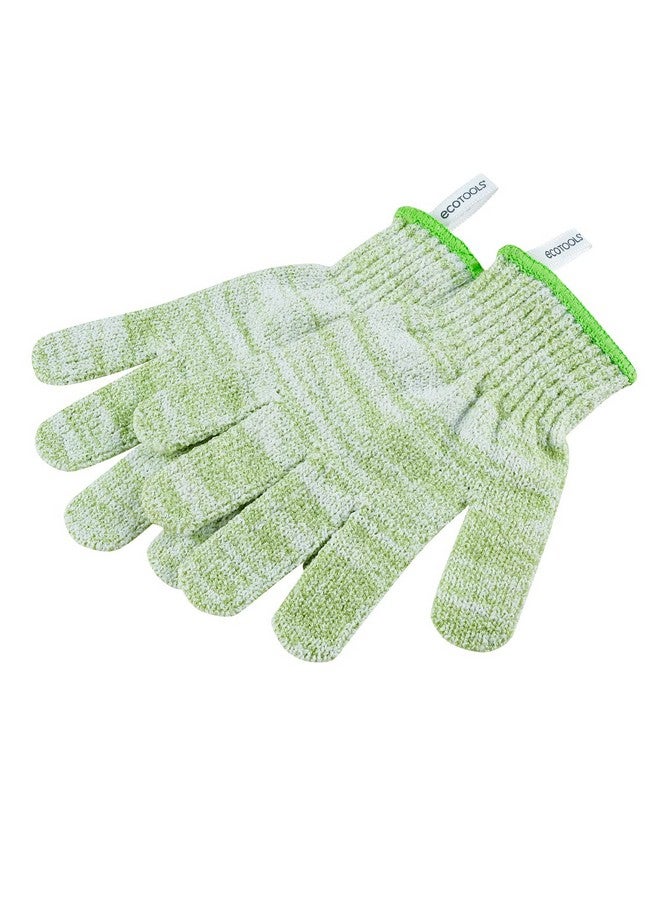 Ecotools Bath & Shower Gloves Recycled Netting Exfoliating Gentle Cleansing For Whole Body Fits All Hands Green 1 Pair - Image 4