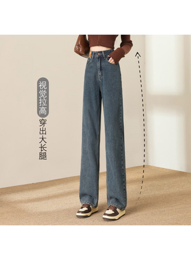 Baleno Narrow Fit Loose Wide Leg Denim Pants Women Autumn Winter High Waist Slimming Casual Wide Leg Trousers Trendy Youth Daily Straight Leg Pants - Image 4