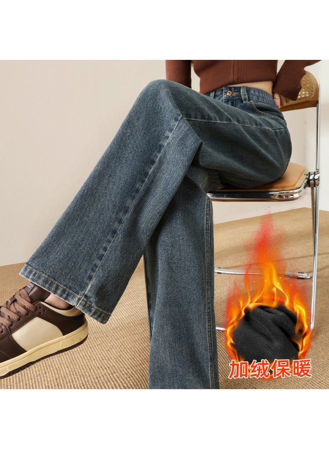 Baleno Narrow Fit Loose Wide Leg Denim Pants Women Autumn Winter High Waist Slimming Casual Wide Leg Trousers Trendy Youth Daily Straight Leg Pants - Image 2